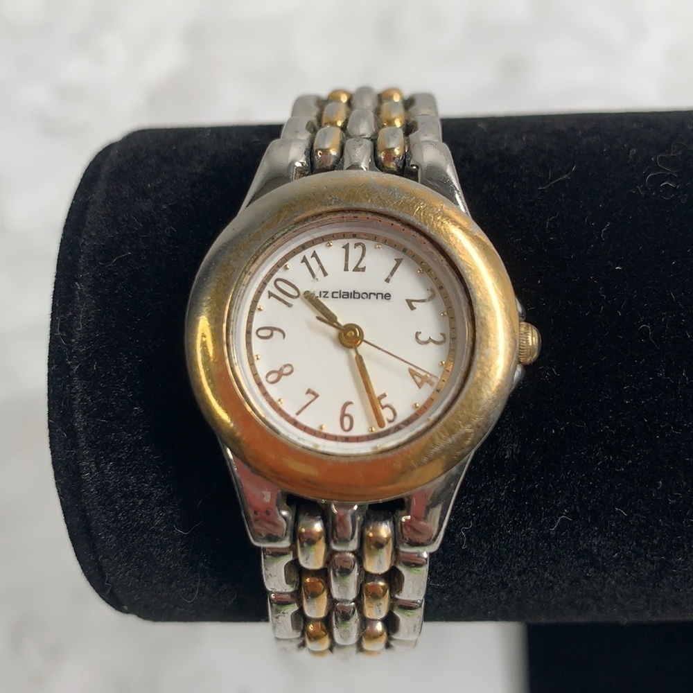 Liz Claiborne Vintage Ladies Analog Watch - Gold/Silver, 7”L